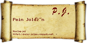 Pein Jolán névjegykártya